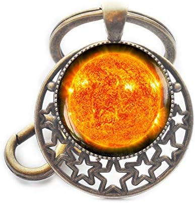 El yapımı Güneş Anahtarlık, Cam Kubbe Uzay Anahtarlık, Onun için Bilim Hediye Onu, Güneş ve Ay Takı, Uzay Anahtarlık, Galaxy
