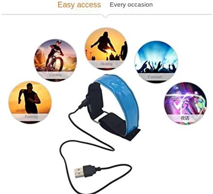 NC Aydınlık Kol Bandı USB Şarj Edilebilir Aydınlık Spor Kol Bandı, Aydınlık Ayarlanabilir Bilezik, Gece Koşu için Uygun, Açık