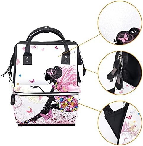 Bebek bezi sırt çantası büyük kapasiteli Laptop sırt çantası fermuar rahat şık seyahat sırt çantaları çiçek peri kelebek