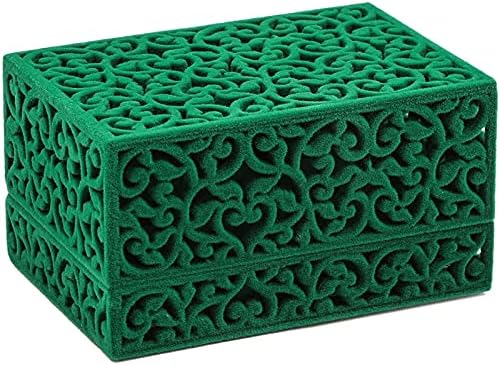Kadife Çift Yüzük Kutusu, Yeşil Takı Hediye Kutusu (3.3 x 2.3 x 1.8 İnç)