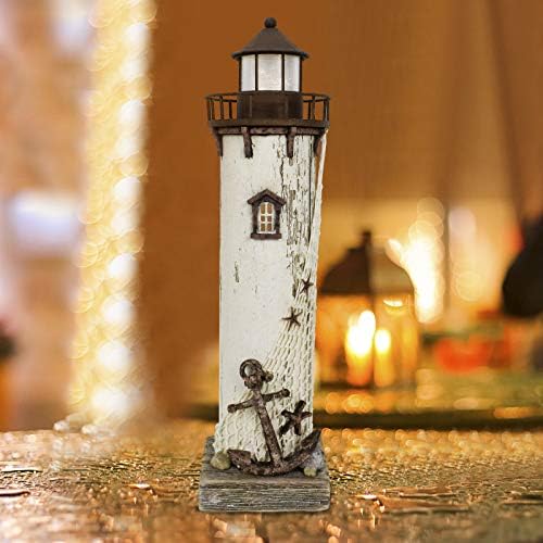 Ahşap deniz feneri Dekor ile ışık, dekoratif Deniz feneri gece lambası Rustik Okyanus Deniz Plaj Temalı deniz feneri Dekorasyon