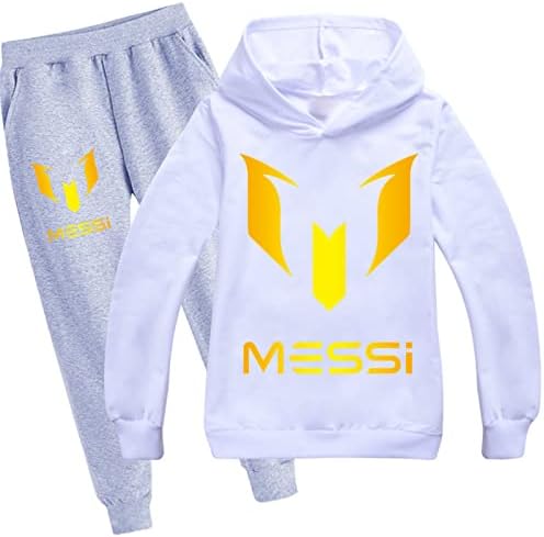 Samaoni Çocuklar Messi Kazak Hoodie + Sweatpants Setleri Rahat Erkek Kız Güz Gevşek Kıyafet ıçin Hood ıle
