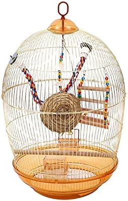 wanhaishop Kuş Tünemiş Papağan Kafesi Yuvarlak Lüks Altın Metal Kuş Kafesi Kuş Evleri Uçuş Kafesi (Boyut: L)