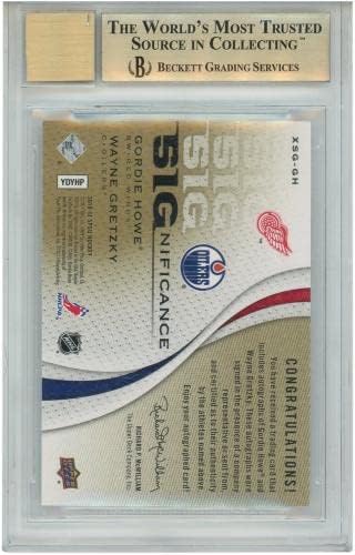 Wayne Gretzky & Gordie Howe NHL İmzalı 2010-11 Üst Güverte SP Oyunu Kullanılmış Baskı XSG-GH BGS 9.5 / 9 POP 6 Kart - Sınırlı