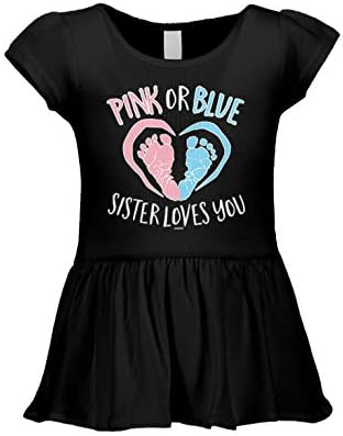 Pembe Veya Mavi Kız Kardeş Seni Seviyor-Cinsiyet Reveal Bebek / Yürümeye Başlayan Bebek Kaburga Elbisesi