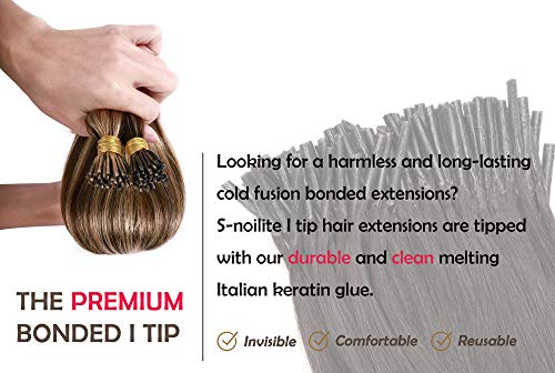 S-noilite Ben İpucu Remy insan saçı postiş 22 inç 100 Strands / paketi Ön Gümrük Keratin Sopa Uçlu saç ekleme Kadınlar için Soğuk