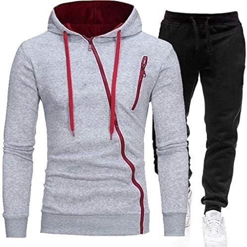Erkekler 2 Parça Set Kazak + Sweatpants Spor Fermuar Hoodies Rahat Erkek Giyim, d, L