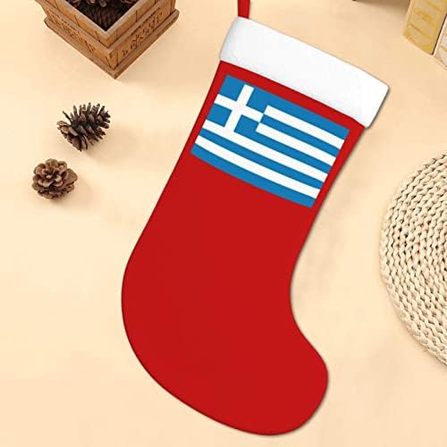 UPSHİRTPU Yunanistan Bayrağı Merry Christmas Çorap Çorap Tedavi Kılıfı Şeker hediye keseleri Süsler için Tatil Noel Noel Baba