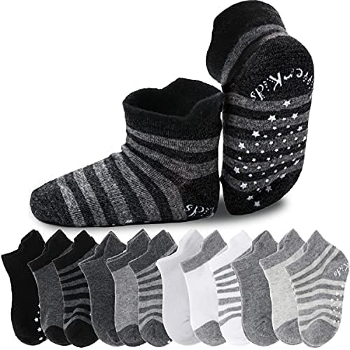 12 Pairs Bebek Toddlers Kaymaz Sapları Çorap Bebek Erkek Kız Çocuklar için Anti Skid Ayak Bileği Pamuk Çorap