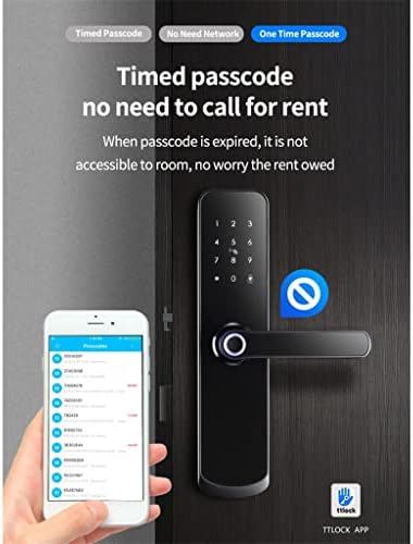 HLMSKD Biyometrik Parmak İzi kapı Kilidi Elektronik Kilit Bluetooth Dijital Klavye Kapı Kilidi TTlock App Akıllı Kilit (Renk: