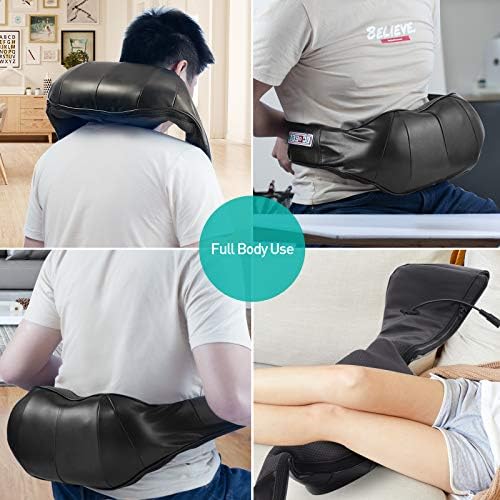 Akülü Shiatsu sırt ve Boyun masajı ile ısı, elektrikli şarj edilebilir Derin 3D Yoğurma Masaj için Omuz, ayak ve Bacaklar, vücut