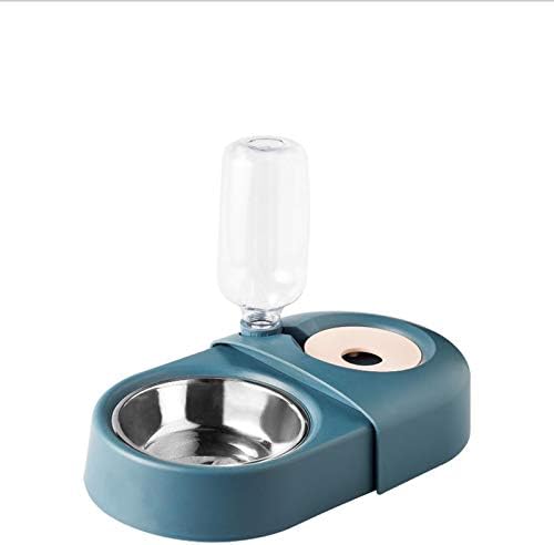 LANGCA Pet içme çeşmesi Köpek kase, çift kase, köpek maması kasesi, olmayan ıslak Ağız otomatik su arıtıcısı, mavi