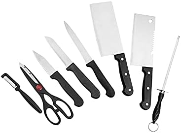 PQLQ 8 Parça Mutfak Bıçağı Seti 3 Sebze ve Meyve Bıçağı, 2 Et ve Sebze Bıçağı,1 Makas,1 Bıçak Kalemtıraş ve Mutfak için 1 Soyucu