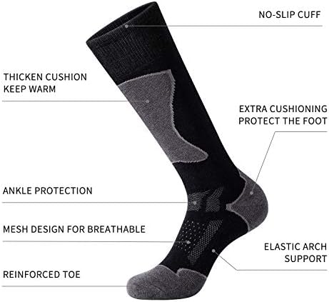 Kayak, Snowboard, Soğuk Hava, Kış Performans Çorapları için CelerSport 2/3 Paket Erkek Kayak Çorapları