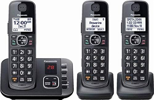 Panasonic-KX-TGE633M DECT 6.0 Genişletilebilir Telsiz Telefon Sistemi Dijital Telesekreter - Metalik Siyah (Yenilenmiş)