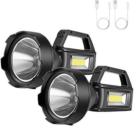 Şarj Edilebilir Spot El Feneri, USB Çıkışlı Yüksek Lümenli 4 Modlu LED El Işıldak, Kamp, Yürüyüş, Avcılık ve Acil Durumlar için