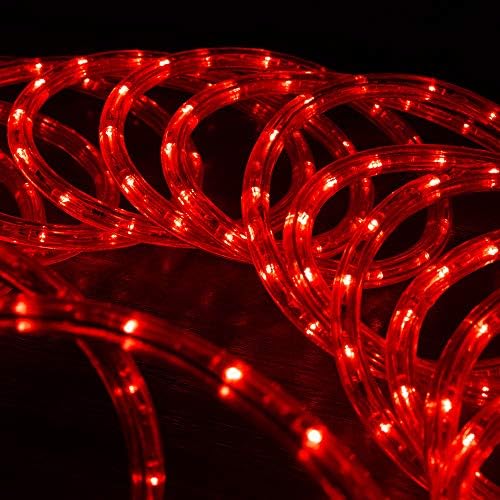 WYZworks 150 feet 1/2 Kalınlığında Kırmızı Önceden Monte Edilmiş LED Uzatılabilir Halat Işıkları 10', 25', 50', 100' Opsiyon-Noel