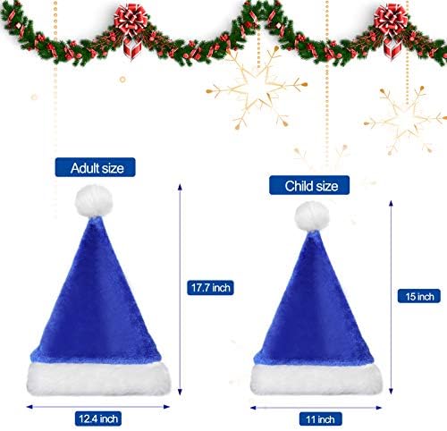 4 Adet Noel Baba Şapkası, Rahat Astarlı ve Parti için Peluş Kenarlı Unisex Kadife Noel Şapkası
