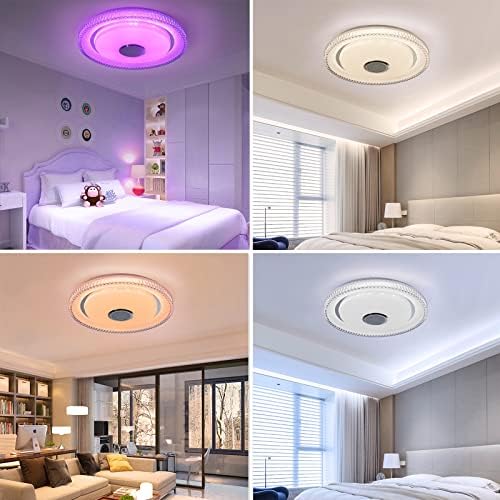 LED müzik tavan ışık, su geçirmez IP65 tavan lambası fikstür, duş ışık Banyo Fan ile Bluetooth hoparlör ve renk değişimi için