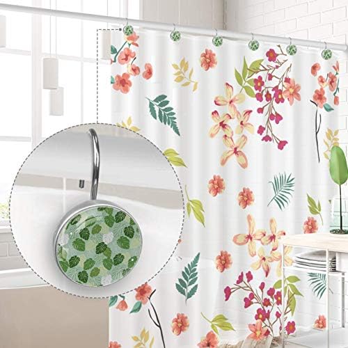 Banyo perdesi Kancaları Yeşil Yapraklar 12 Set duş perdesi Halkaları Temel Duş Kancaları Perde Duş Halkaları 3. 7x3. 7 cm