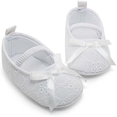 Delebao Bebek Kız Bebek Saten Mary Jane Beyaz Ayakkabı Dans Balerin Terlik
