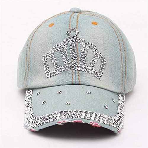 Andongnywell Kadın Bling Denim Şapka Taç Taklidi Kot Şapka Gümüş Mücevher beyzbol şapkası