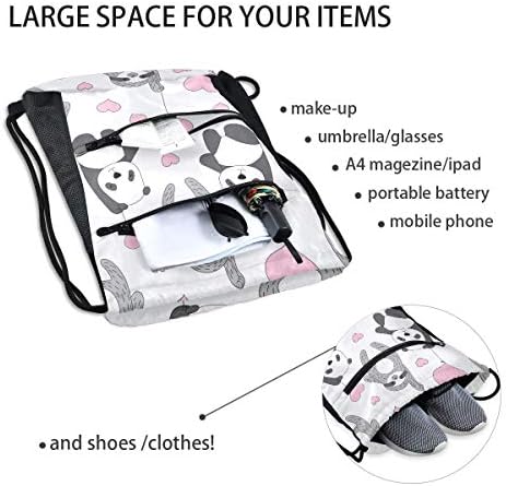 İpli çanta Sevimli Panda Tembellik Hafif İpli sırt çantası gençler için çanta Erkek Kız ile Fermuar Örgü Cepler