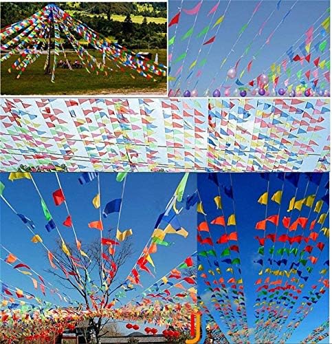 260ft 150 adet Renkli Flamalar Afiş Gökkuşağı Renkli Naylon Bayraklar Doğum Günü Partisi Mezuniyet Süslemeleri Hava Koşullarına