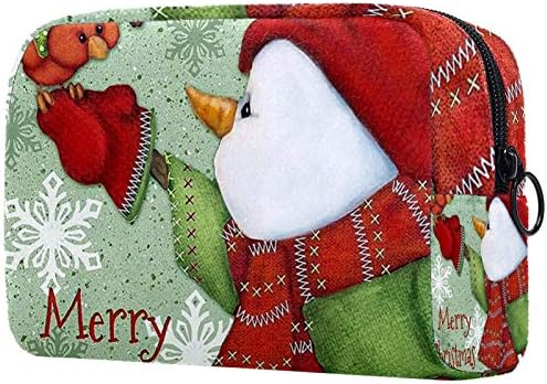 Makyaj Çantası Seyahat Kozmetik Çantası Kılıfı Çanta Çanta Fermuarlı-Merry Christmas Snowman