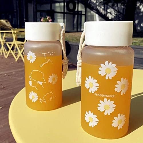 OKMORE BPA Ücretsiz Seyahat Plastik Küçük Papatya Sevimli Yaratıcı Su Şişeleri Seyahat Araçları Drinkware Çay Bardağı (A4, Şeffaf)