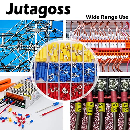 Jutagoss RV1. 25-6 Elektrik Ön İzoleli Halka Bakır Sıkma Terminalleri için AWG22-16 Sarı Tel Bağlayıcı 100 Adet