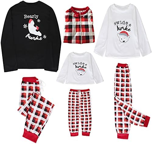 Noel Pijama için Aile Ayı Aile Tatil PJ Eşleştirme Set Yumuşak Pijama Jammies ile Ekose Alt