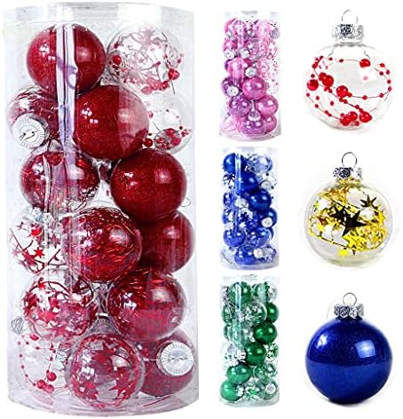 WZADE 24 pcs 6 cm Noel Topları Noel Ağacı askı süsleri Çeşitli Renk Plastik Top Mutlu Süslemeleri Oyuncaklar Kolye (Renk: J,