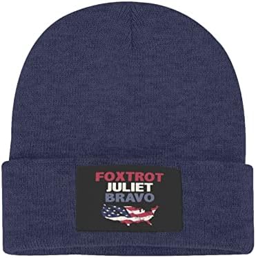 Foxtrot Juliet Bravo Amerikan Bayrağı Örgü Kış Şapka-Unisex Bere Hımbıl Örgü Kafatası Kap