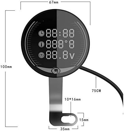 Motosiklet Dijital Termometre Zcargel Dc 12 V Termometre Voltmetre Sıcaklık Saat 3 İn 1 Motosiklet Voltmetre Zaman Termometre