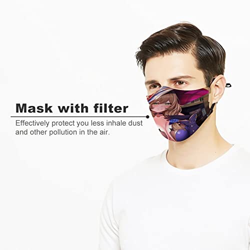 Lisa Mona Genshinİmpact Sevimli Seksi Kız Yüz Maskesi, Kullanımlık Koruyucu Ayarlanabilir Eşarp Yıkanabilir Bandana ile 2 Filtreler