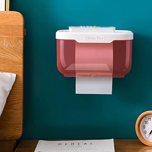 Punch-Ücretsiz Doku Saklama kutusu Su Geçirmez Tuvalet Kağıdı Tutucu Mobil Destek Organizatör Banyo Malzemeleri(Büyük, Siyah)