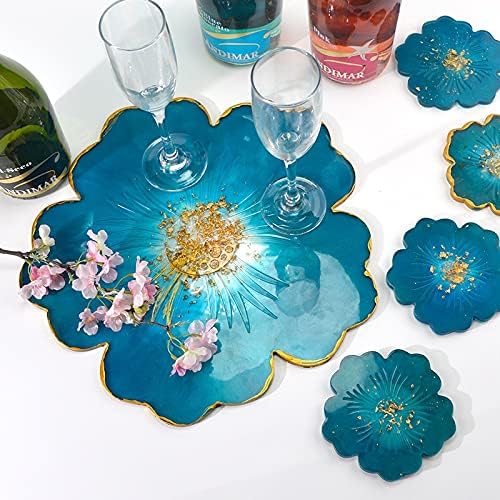 YINGGEXU Bardak, 2020New 1 Takım DIY Çiçek Fincan Kalıp Kristal Reçine Coaster Petal Cam Tutucu Kalıp Silikon Tepsi Mutfak Çatal
