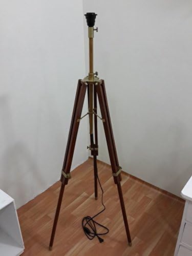 Otantik tasarımcının Orta Yüzyıl Zemin Lambası Kahverengi Tripod Standı Zemin ışık Lambası