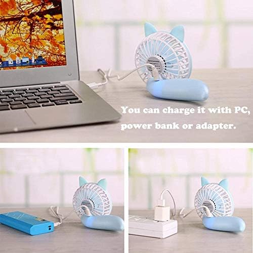 YHGTLL Mini el Fanı, 3 Hızlı USB şarj edilebilir pil Kumandalı Elektrikli Fan Mavi Taşınabilir Masa Masa Kişisel soğutma fanı
