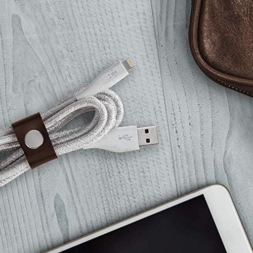 Belkin DuraTek Plus Lightning-USB-A Kayışlı Kablo (Ultra Güçlü iPhone Şarj Kablosu), 10ft / 3m, Beyaz, iPhone 11, 11 Pro, 11