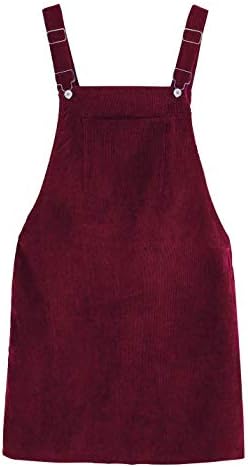 Yeokou Bayan Sevimli Kadife A-Line Önlük Jumper Önlük Genel Etek Mini Elbise