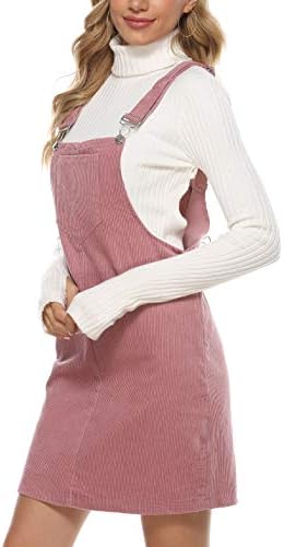 Yeokou Bayan Sevimli Kadife A-Line Önlük Jumper Önlük Genel Etek Mini Elbise