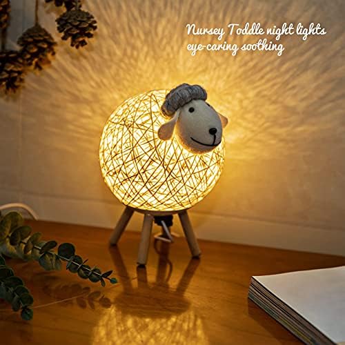 Çocuklar için LED Gece Lambası, Aipatal Mini Koyun İplik-Top Tasarım Kreş Lamba Masa Üstü, USB Bağlantı Noktaları Sevimli Bebek