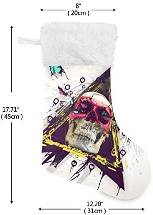 YUEND Beyaz Peluş Trim Noel Stocking Kitleri ile Büyük Aile Tatil Noel Partisi Süslemeleri için Klasik Kişiselleştirilmiş Kafatası