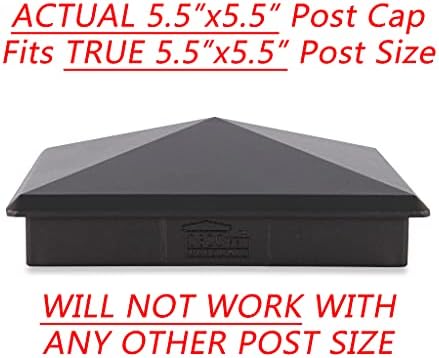 5.5 x 5.5 Gerçek/Gerçek 5.5 x 5.5 Ahşap Direkler için Ağır Hizmet Tipi Alüminyum Piramit Direk Kapağı-Siyah (24 Paket) (YALNIZCA