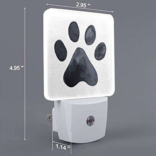 MSGUİDE Siyah Köpek Pençe Gece Lambası 2 Paket, Plug-in LED Gece Lambaları Otomatik Alacakaranlıktan Şafağa Sensör yatak odası