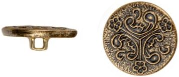 C & C Metal Ürünler 5028 Üçlü Kıvrımlı Metal Düğme, Boyut 24 Ligne, Antik Altın, 72'li Paket