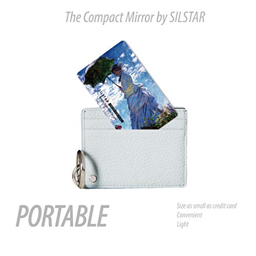 SİLSTAR PROFESYONEL Kompakt Kart Ayna, makyaj aynası Küçük Cüzdan Kılıf için, seyahat Çanta, el Kompakt Cep Mirror_Frida Kahlo_Self