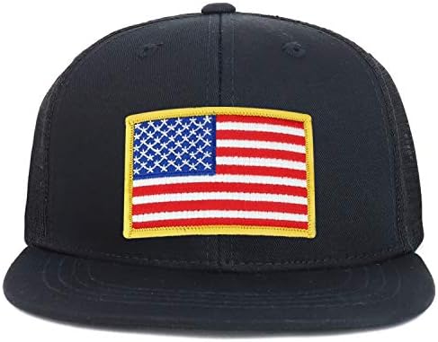 Armycrew Gençlik çocuk Sarı Amerikan Bayrağı Yama Düz Bill Snapback kamyon şoförü şapkası